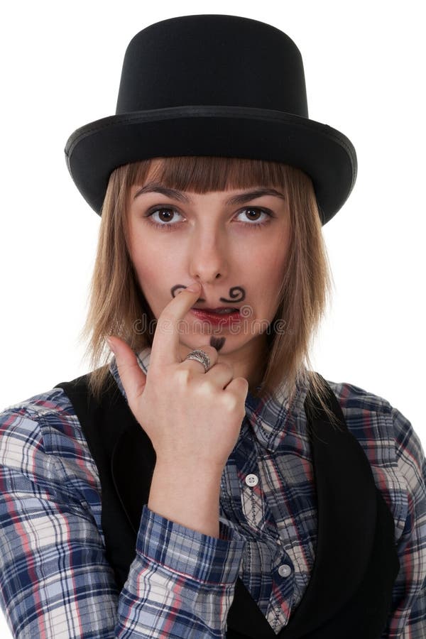 Girl with painted mustaches