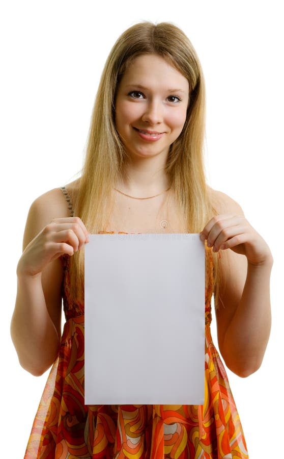Girl with paper sheet