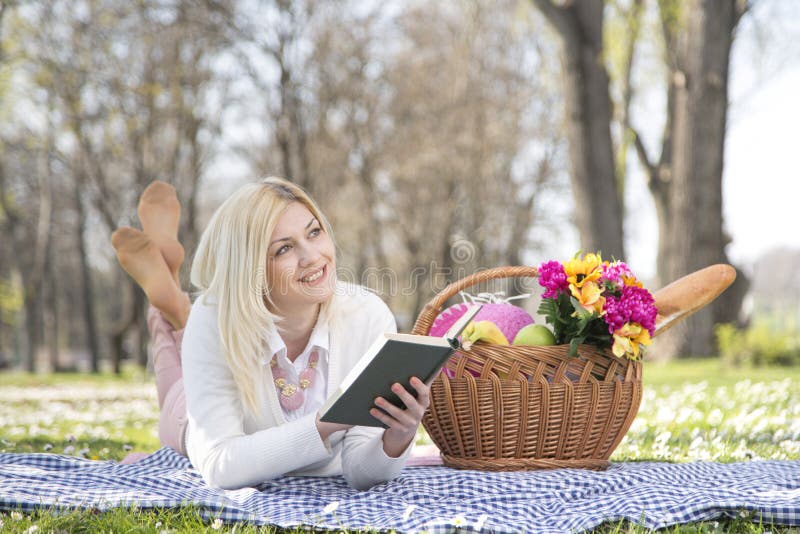 Girl in park in spring