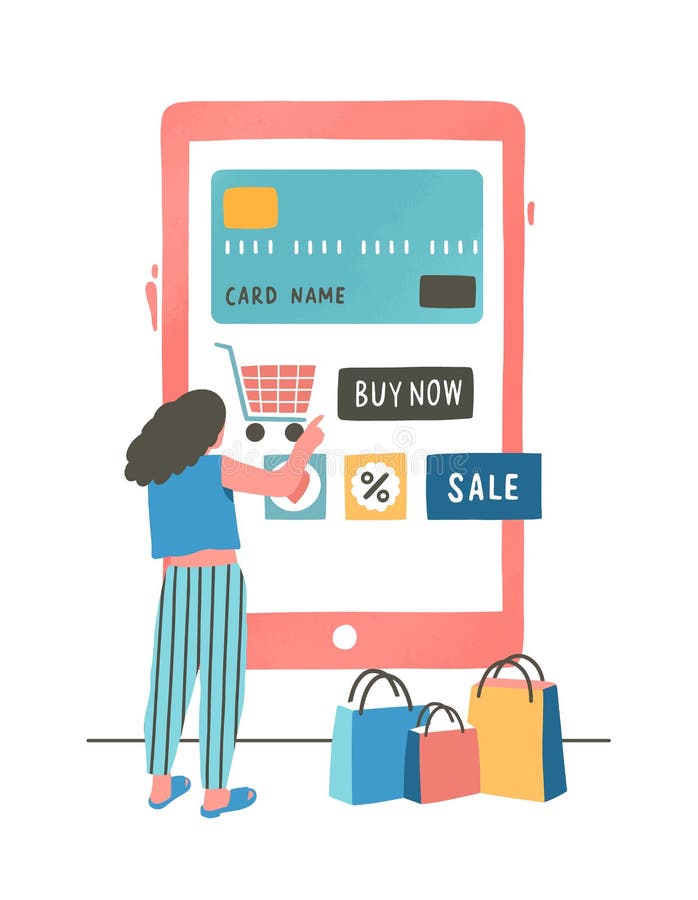 Online Shopping Girl Stock Illustrations – 8,469 Online Shopping Girl ...