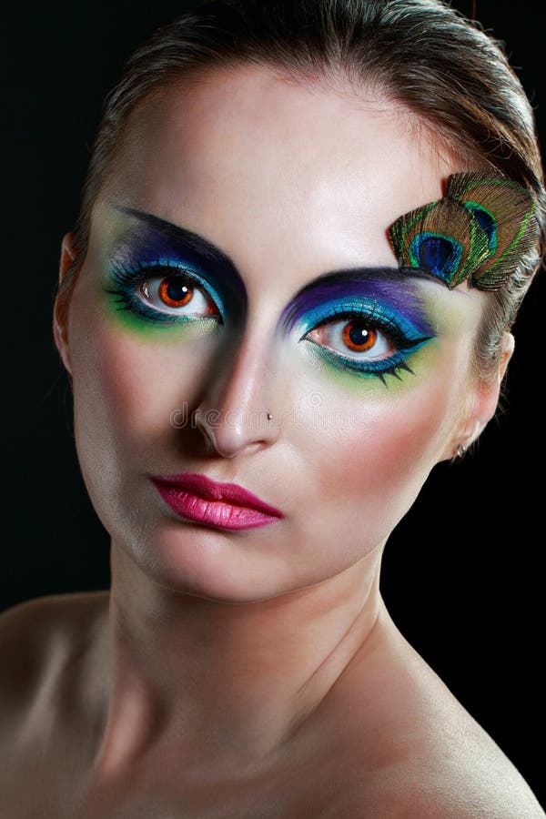 Girl peacock stock image. Image of eyebrow, facepaint - 40089691