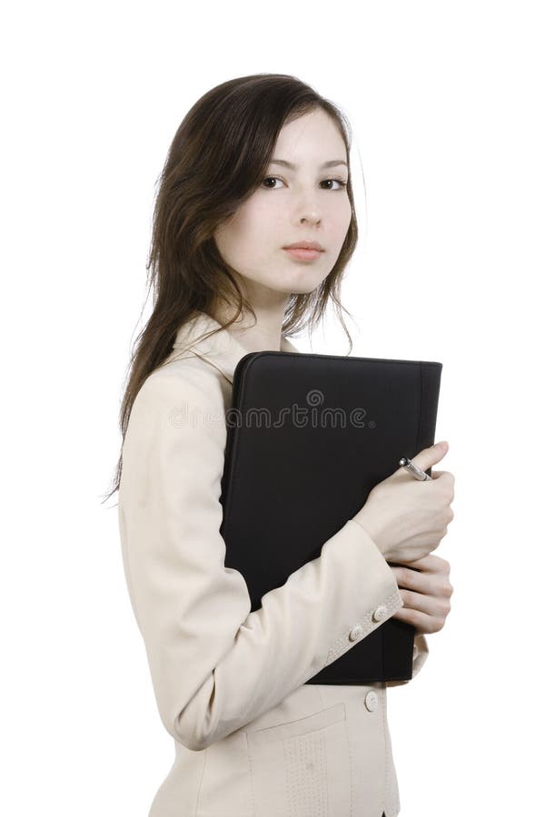 Girl with pen and folder