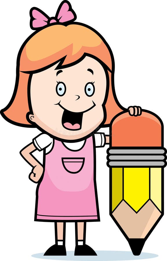 A Girl With A Pencil On Her Hair Holding An Empty Signage Stock Vector