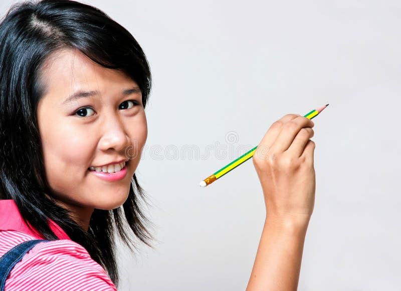 Girl and pencil