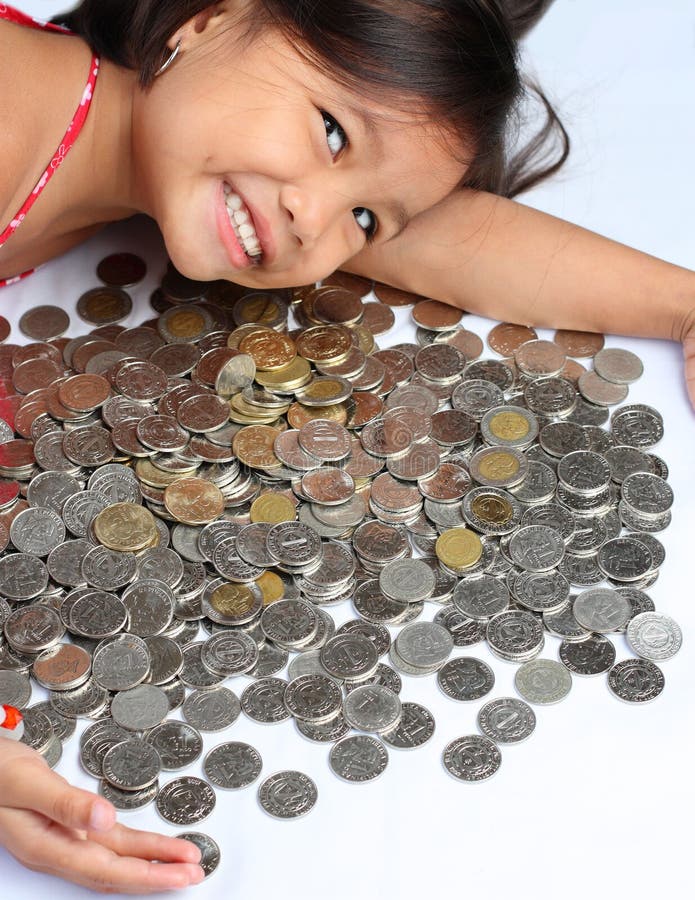 Girl with peso coins