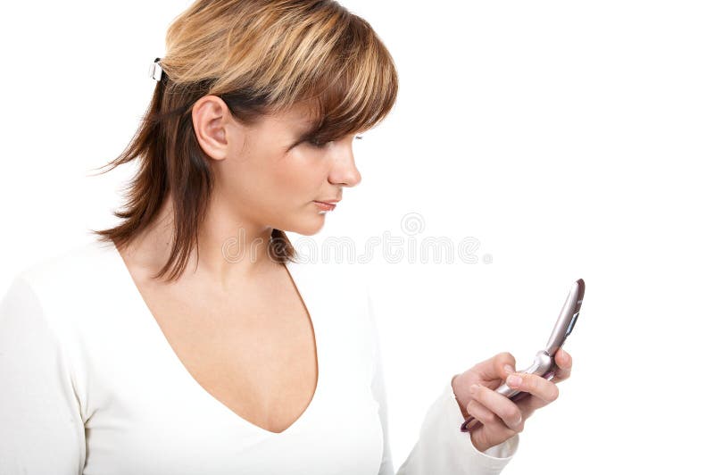 Girl with phone royalty free stock images