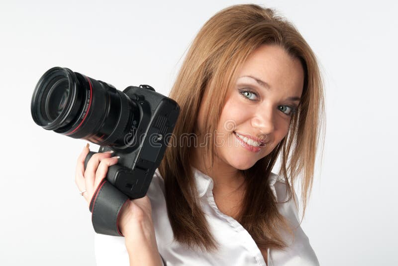 Girl photographer stock image. Image of camera, happiness 2580241