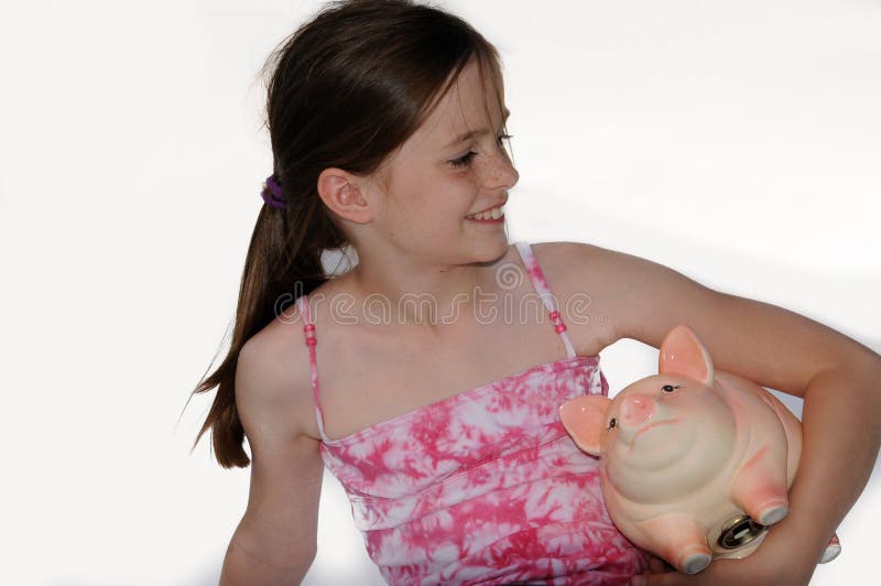 Girl with piggy bank