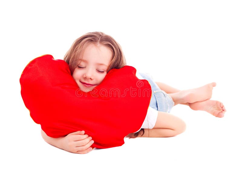 Girl with a pillow stock photo. Image of child, cute 22853252