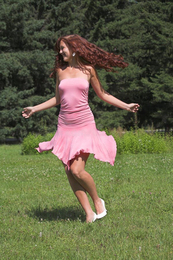 Girl in pink dress