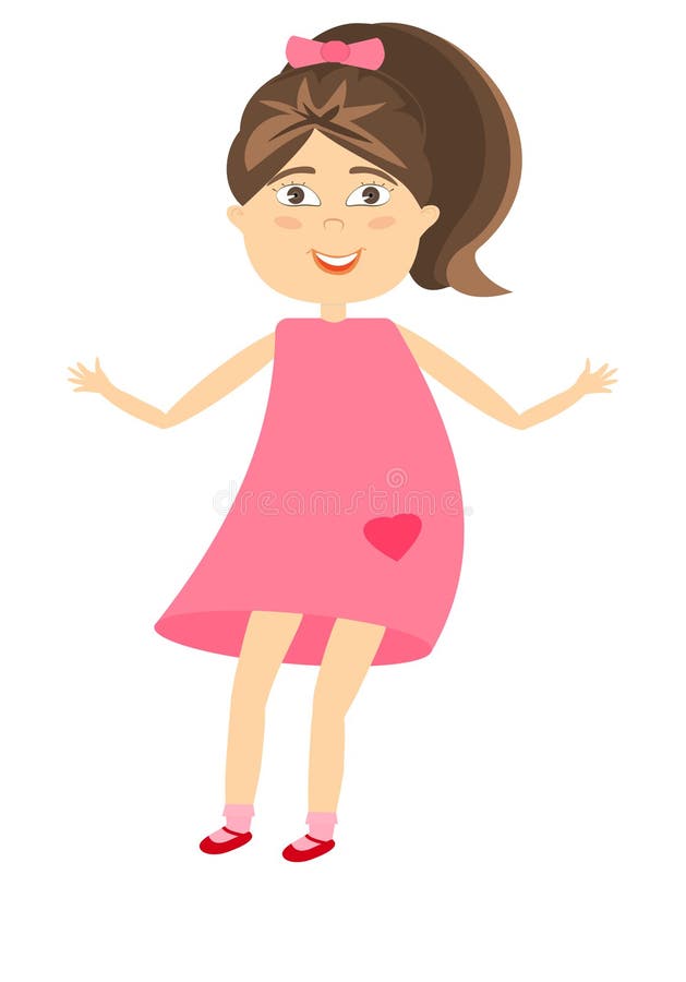 Girl in Pink Dress Jumping, Hovering in the Air. Stock Vector ...