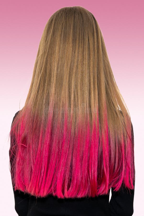 Girl with Pink Hair Half Dyed. Colored Hair Style Woman Stock Image - Image  of attractive, color: 217478523