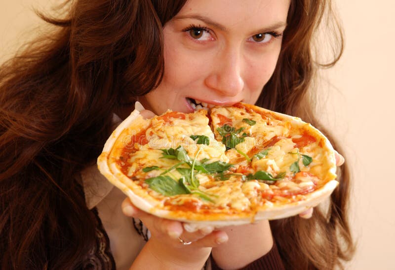 Girl with pizza stock photo. Image of fresh, italian, face 3695652