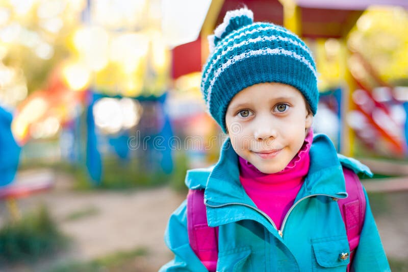 The girl on the playground stock images