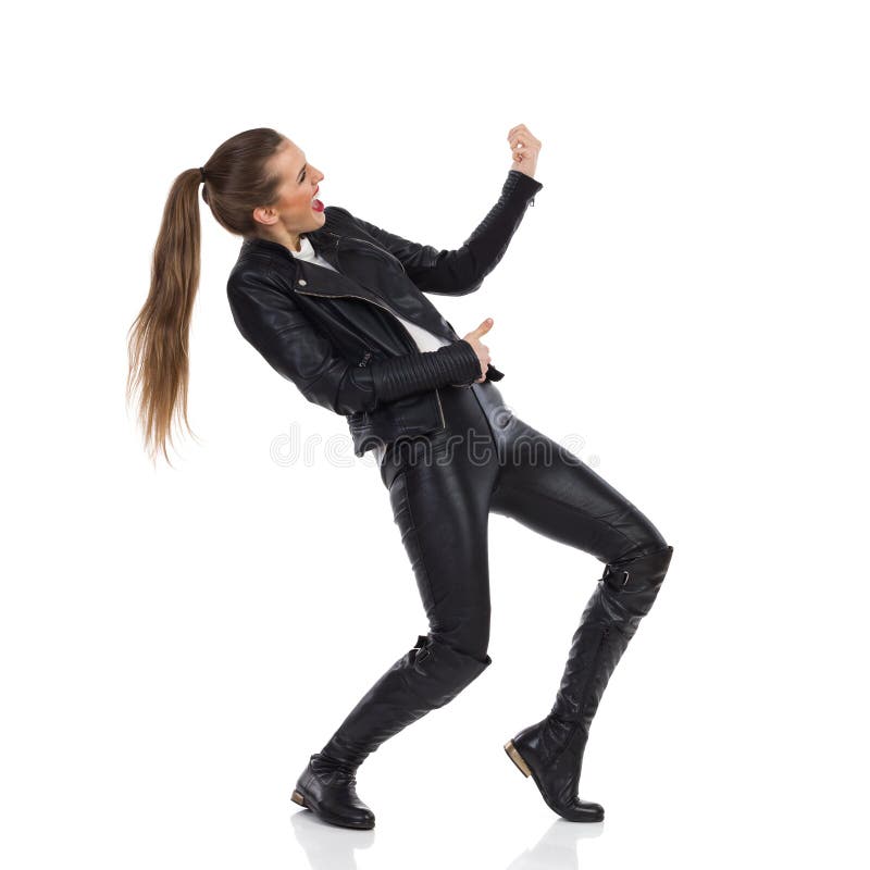 Girl Playing the Air Guitar Stock Photo - Image of emotion, acting ...