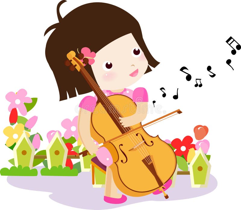 A Girl Playing a Cello stock vector. Illustration of people - 27845236
