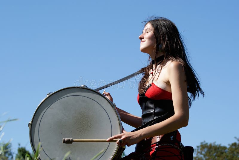 Girl playing the drums stock photo. Image of artist, musician 16706158