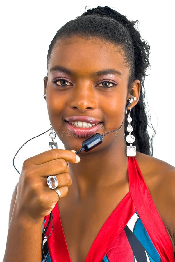 Girl playing with a hands-free set