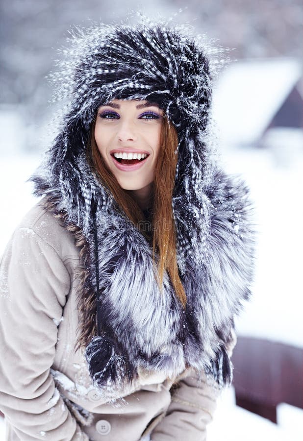 Girl playing with snow stock image. Image of holding - 35597337