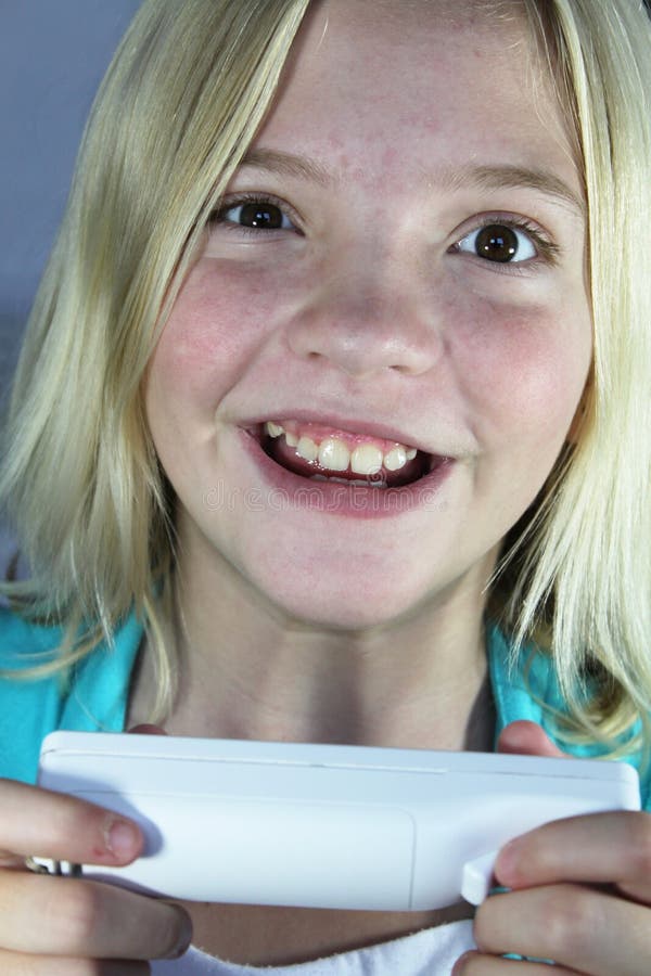 Girl playing video game