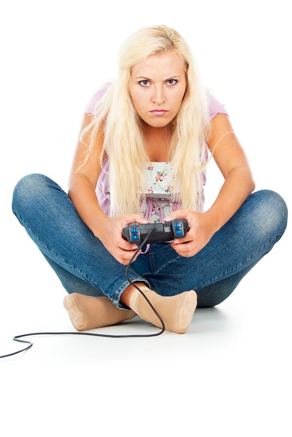 Girlfriend Play Video Games Stock Image - Image of defeat