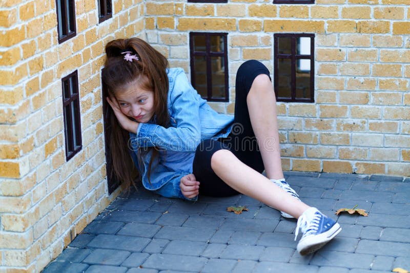 Girl Plays in a City Park with Miniature Houses Stock Image - Image of ...
