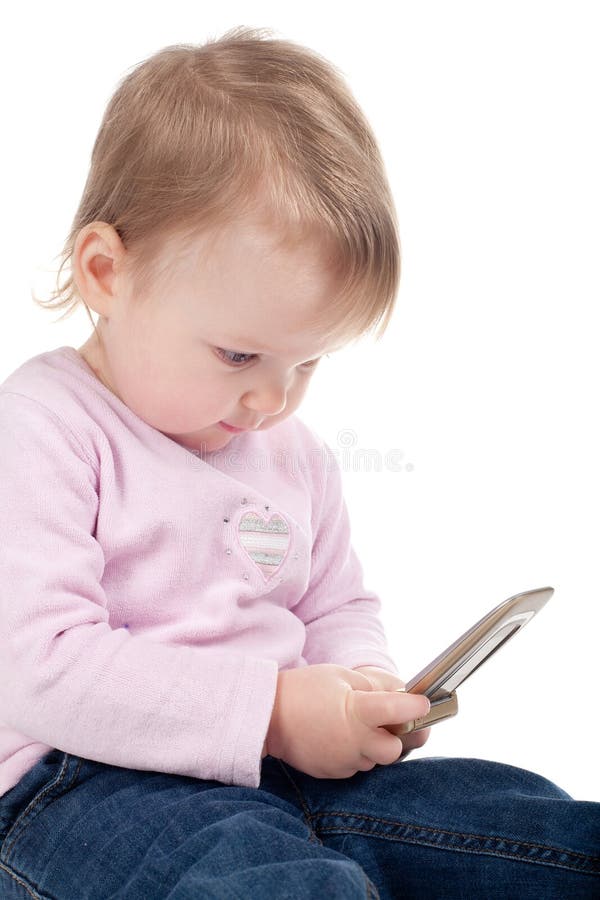 Girl plays with mobile phone