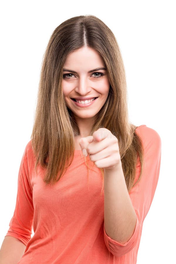 Girl pointing to camera stock photo. Image of positive - 44151994