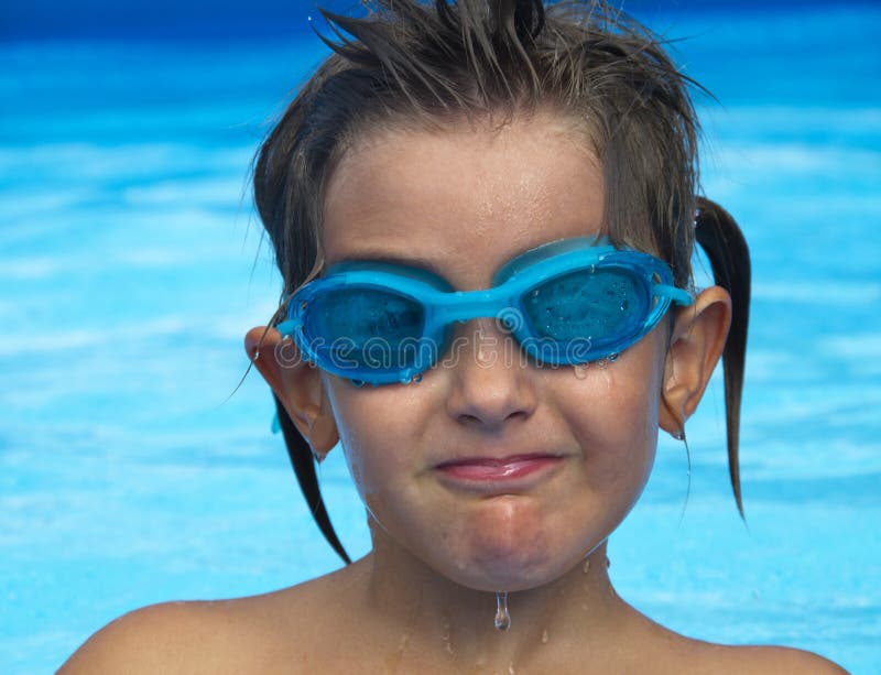Girl In Pool Stock Image Image Of Play Goggles Young 48931857 