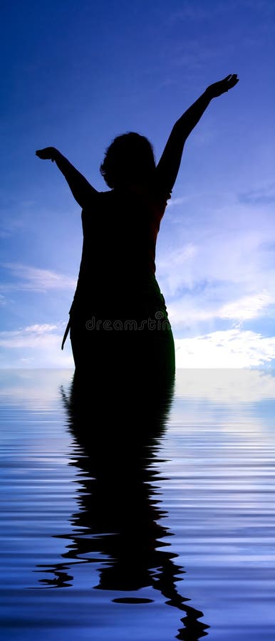 Girl posing on background sky