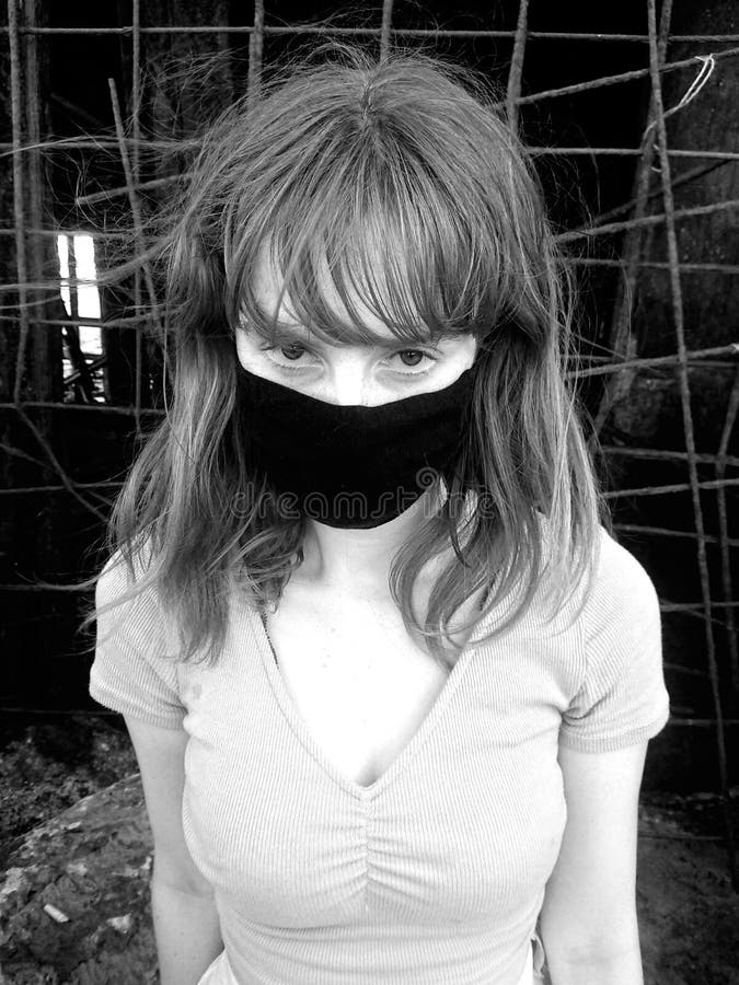 Girl Posing Wearing a Black Mask Stock Image Image of black, wearing 200181665