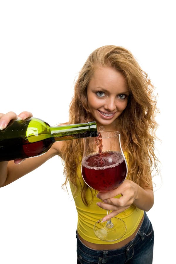 Girl Pours Wine into a Glass Stock Photo Image of women, heterosexual 12488730
