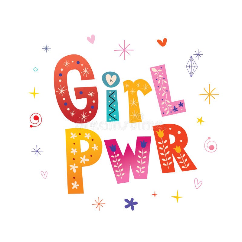 Word Girl Retro Typography Lettering Decorative Text Stock Vector ...