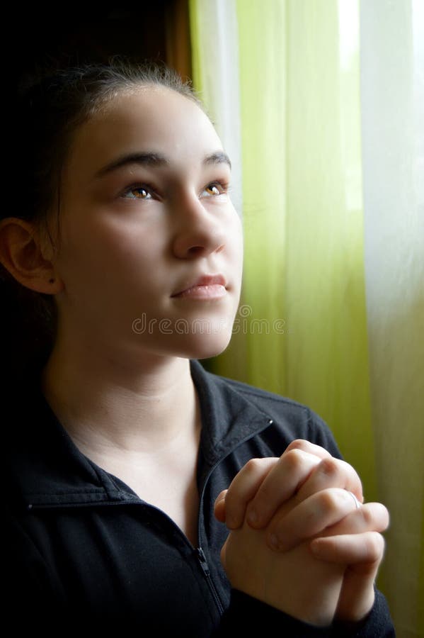 Girl Praying  Looking  Up  stock image Image of christianity 
