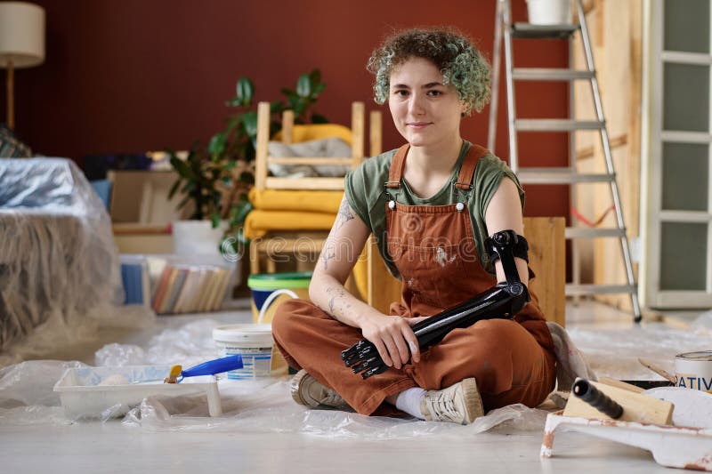 Girl with Prosthetic Arm Making Repair Stock Photo - Image of cyborg ...