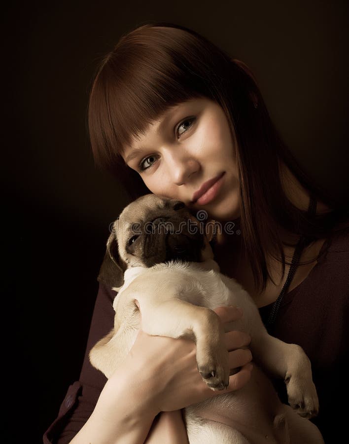 Girl and pug