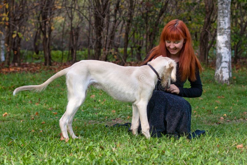 Girl and puppy