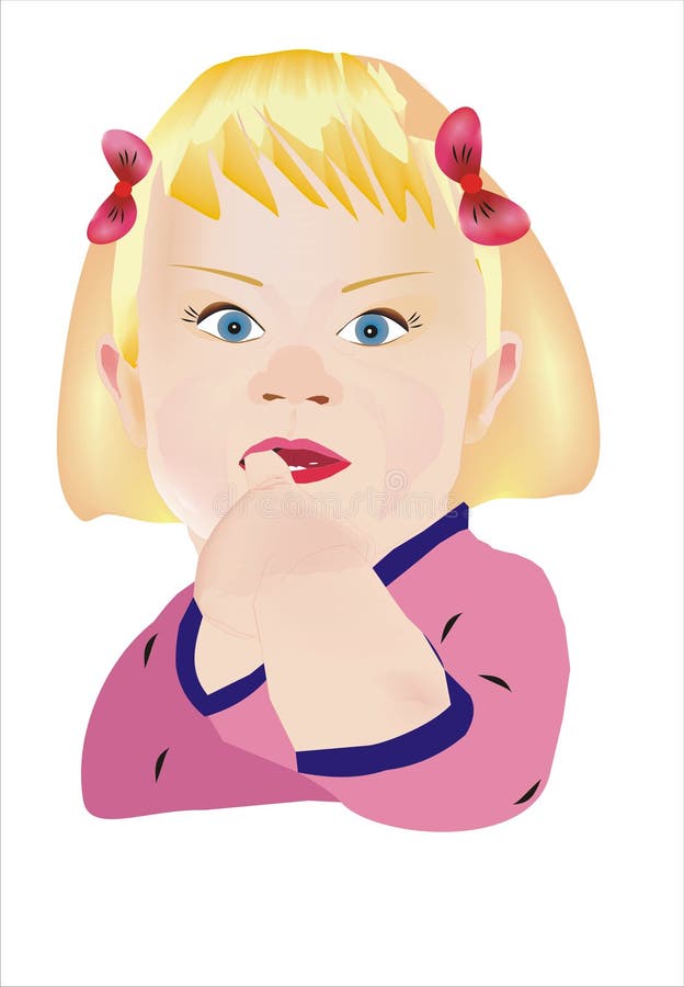 Girl Put Her Finger in Her Mouth Stock Illustration Illustration of