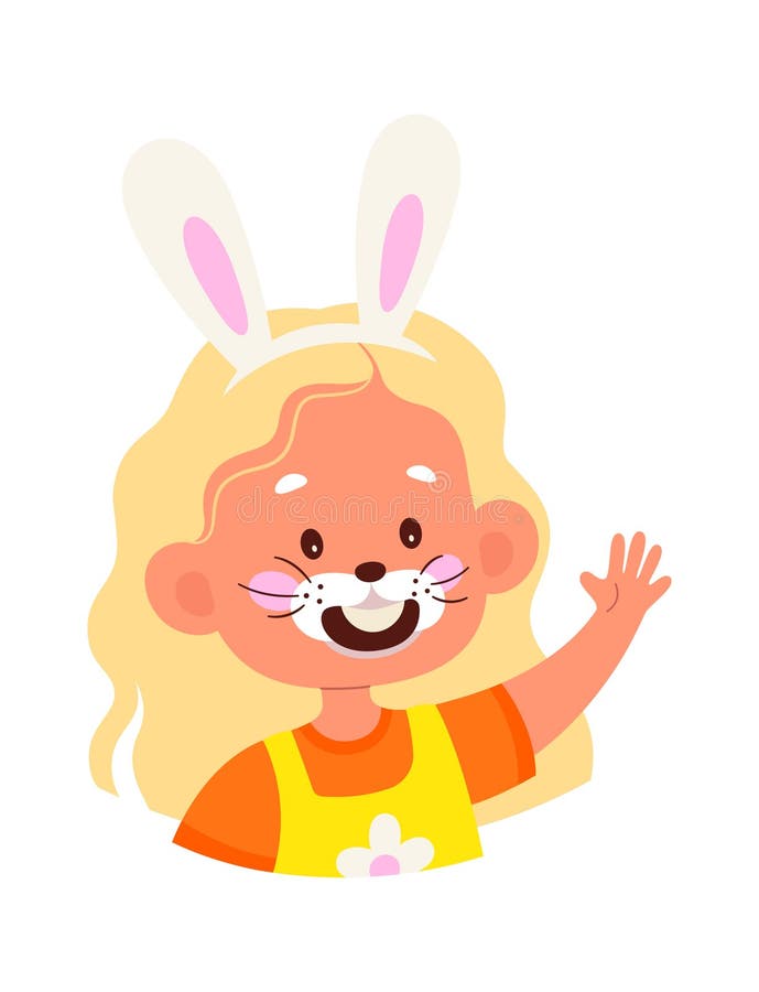 Girl with Rabbit Painting Mask Stock Vector Illustration of creative