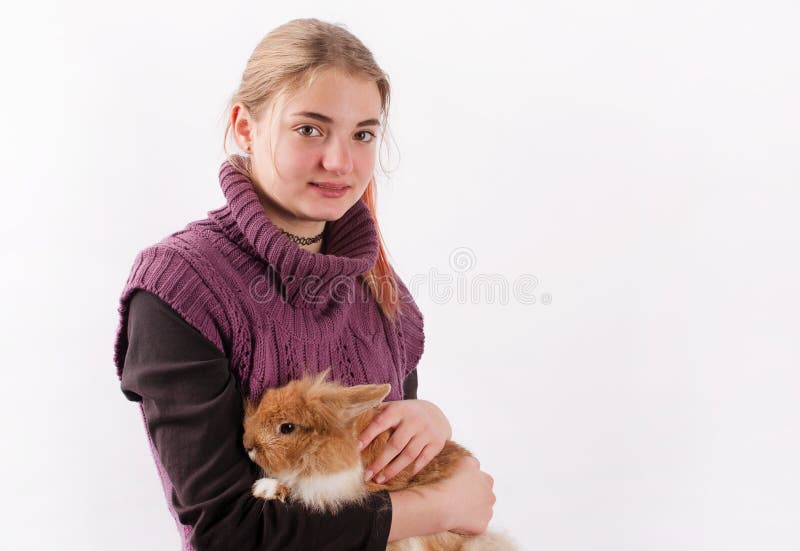 Girl and rabbit stock photography Girl and rabbit stock photography