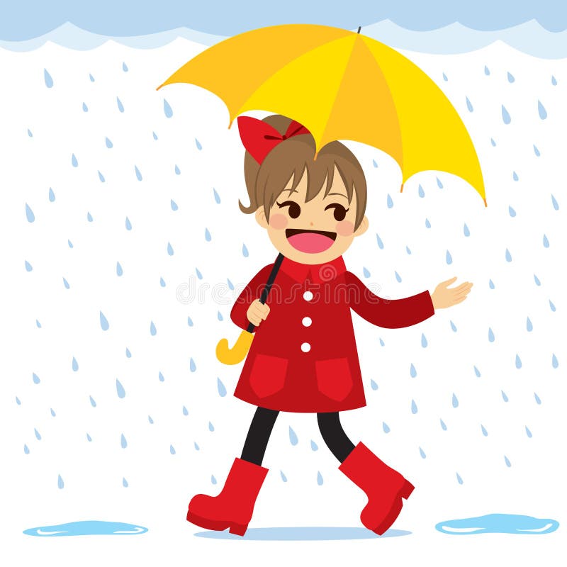 Girl Under the Rain stock vector. Illustration of girl - 39297005