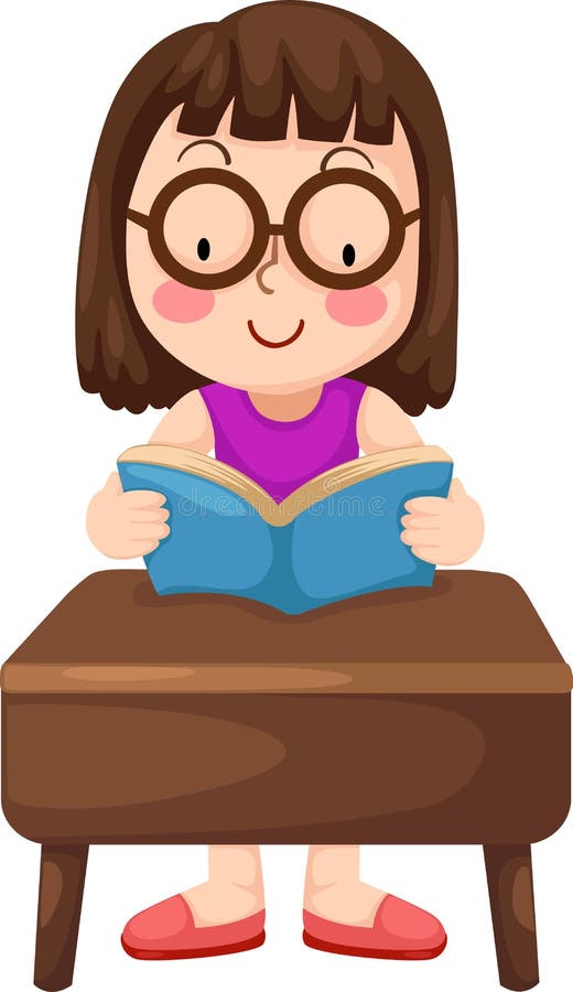 Girl Glasses Reading Book Stock Illustrations 654 Girl Glasses