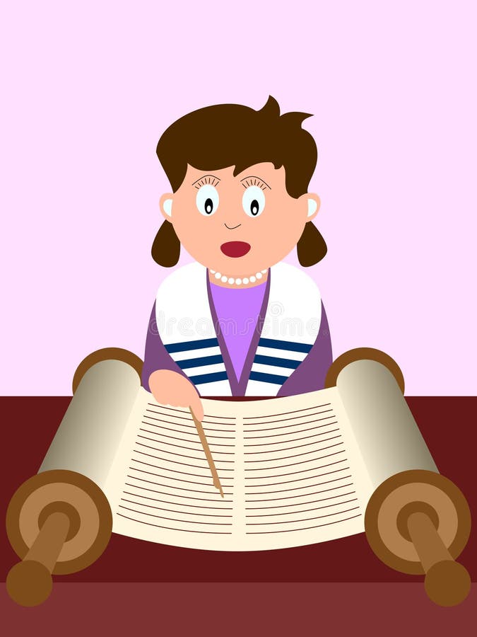 Girl reading the Torah vector illustration