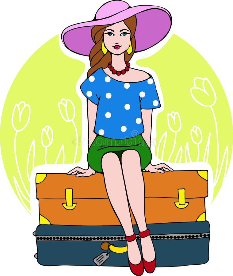 Girl Ready for Vacation - Vector Illustration Stock Vector ...