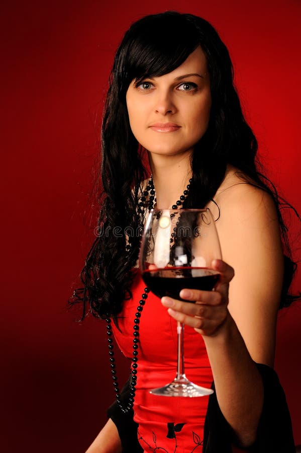 Young Woman Drinking Red Wine Stock Image Image of blond, pretty