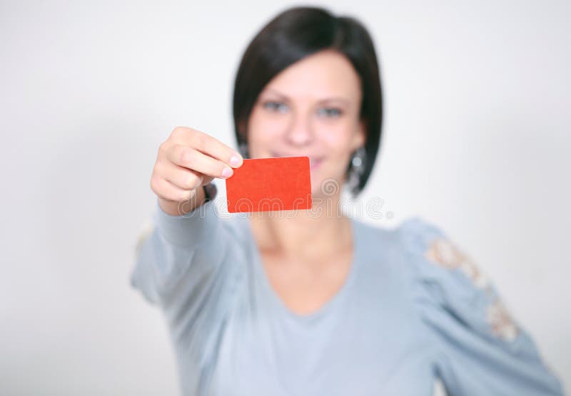 Girl With A Red Card Stock Photo Image Of Beautiful 30306530