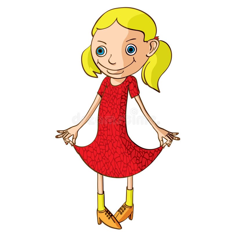 Girl in a red dress. stock vector. Illustration of play - 30821222