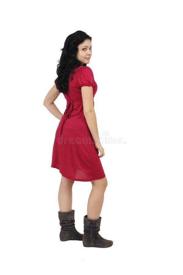 Girl in Red Dress Smiling Isolated Stock Photo Image of charming