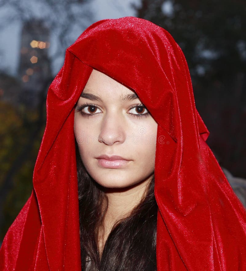 Girl in red robe stock image. Image of girl, young, dark 7688951