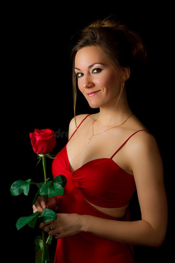 Girl and a red rose